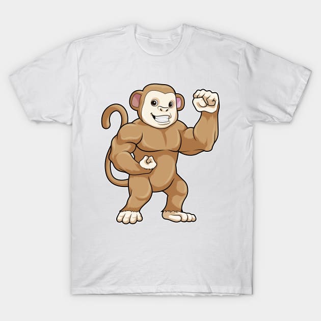Monkey as Bodybuilder at Bodybuilding T-Shirt by Markus Schnabel